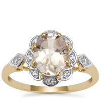 Rose Danburite Ring with White Zircon in 9K Gold 1.75cts