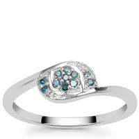 Blue Diamond Ring in Sterling Silver 0.07ct