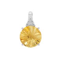 Honeycomb Cut Diamantina Citrine Pendant with White Zircon in Sterling Silver 5.70cts