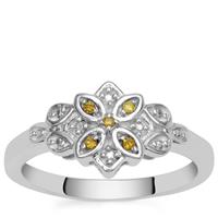 Yellow Diamond Ring in Sterling Silver 