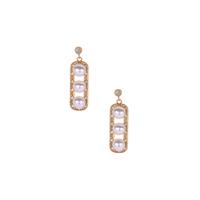 Kaori Cultured Pearl Earrings with White Topaz in Gold Tone Sterling Silver (5mm)