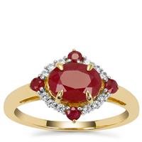 Burmese Ruby Ring with White Zircon in 9K Gold 1.95cts