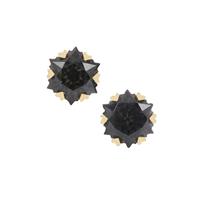 Wobito Snowflake Cut Luna Black Topaz Earrings in 9K Gold 6cts 