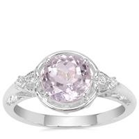 Brazilian Kunzite Ring with White Zircon in Sterling Silver 2.25cts