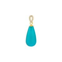 Amazonite Pendant with Zircon in Gold Tone Sterling Silver 12.10cts