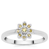 Yellow Diamonds Ring in Sterling Silver 0.08ct