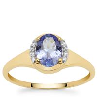 AA Tanzanite Ring with White Zircon in 9K Gold 0.70ct