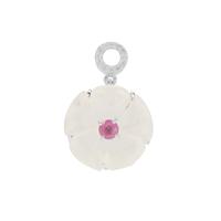 Optic Quartz, Ilakaka Hot Pink Sapphire Pendant with White Zircon in Sterling Silver 12.80cts