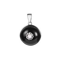 Black Obsidian Pendant with Kaori Cultured Pearl in Sterling Silver