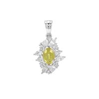 Nigerian Yellow Sapphire Pendant with White Zircon in Sterling Silver 2.15cts