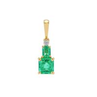 Panjshir Emerald Pendant with Diamond in 18K Gold 0.70ct