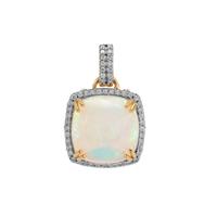 Ethiopian Opal Pendant with Diamond in 18K Gold 4.50cts