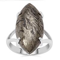 Feather Pyrite Ring in Sterling Silver 16cts