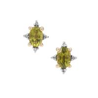 Arizona Peridot Earrings with Diamond in 9K Gold 1.05cts