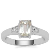 Canary Kunzite Ring with White Zircon in Sterling Silver 0.95ct