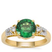 Tsavorite Garnet Ring with Diamond in 18K Gold 2.20cts