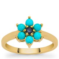 Sleeping Beauty Turquoise in Gold Plated Sterling Silver Ring 0.75ct