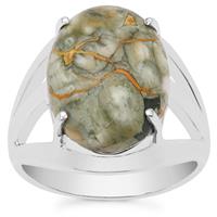 Rainforest Jasper Ring in Sterling Silver 8cts