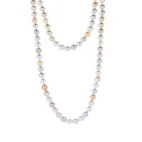 South Sea Cultured Pearl 2 strand Necklace  in Gold Tone Sterling Silver (7.5mm)