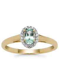 Nigerian Emerald Ring with White Zircon in 9K Gold 0.50ct