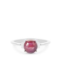Bharat Star Ruby Ring with White Zircon in Sterling Silver 2.66cts