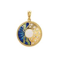 Rainbow Moonstone Pendant with White Topaz in Gold Plated Sterling Silver 2.60cts