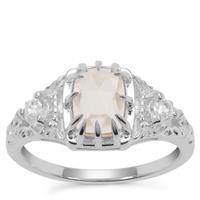 Rose Cut Serenite Ring with White Zircon in Sterling Silver 1.52cts