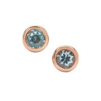 Ratanakiri Blue Zircon Earrings in Rose Gold Plated Sterling Silver 0.85ct