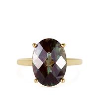 Green Andesine Ring in 9K Gold 4.96cts