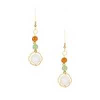 Multi-Colour Jadeite Earrings in Gold Tone Sterling Silver 12cts