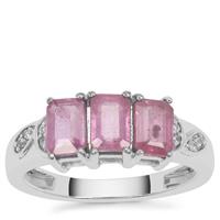 Ilakaka Hot Pink Sapphire Ring with White Zircon in Sterling Silver 2.50cts