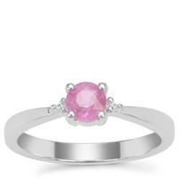Ilakaka Hot Pink Sapphire Ring with White Zircon in Sterling Silver 0.73ct