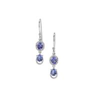 Tanzanite Earrings with White Zircon in Sterling Silver 1.45cts