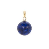 Lapis Lazuli Pendant with White Zircon in Gold Tone Sterling Silver 31cts