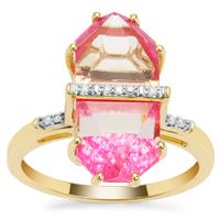 Lehrer Cosmic Obelisk Optic, Pink Quartz Ring with Diamond in 9K Gold