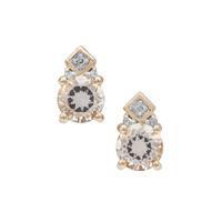 Champagne Danburite Earrings with Diamond in 9K Gold 1.50cts