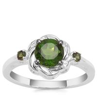 Chrome Diopside Ring with Green Tourmaline in Sterling Silver 1.29cts