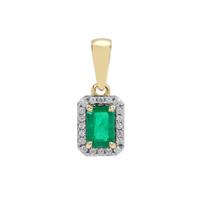 Panjshir Emerald Pendant with White Zircon in 9K Gold 0.75ct