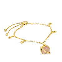 Pink Chalcedony Slider Bracelet in Gold Plated Sterling Silver 6.40cts