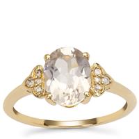 Alto Ligonha Morganite Ring with Pink Diamond in 9K Gold 1.65cts