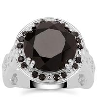 Black Spinel Ring in Sterling Silver 7.25cts