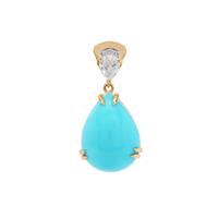 Sleeping Beauty Turquoise Pendant with White Zircon in 9K Gold 6.85cts