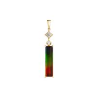 AA Ammolite Pendant with Canadian Diamond in 9K Gold
