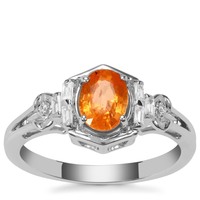 Mandarin Garnet Ring with White Zircon in Sterling Silver 1.35cts