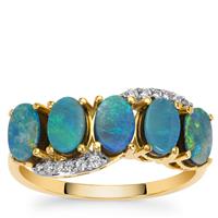 Crystal Opal on Ironstone Ring with White Zircon in 9K Gold 2.05cts