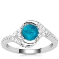 Neon Apatite Ring with White Zircon in Sterling Silver 1.30cts