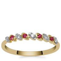 Greenland Ruby Ring with Canadian Diamond in 9K Gold 0.15ct