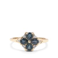 Nigerian Blue Sapphire Ring with White Zircon in 9K Gold 1.05cts