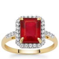 Malagasy Ruby Ring with White Zircon in 9K Gold 4.50cts (F)