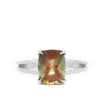 Green Colour Change Andesine Ring in Sterling Silver 2.50cts